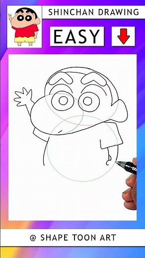 Very easy shinchan drawing - shinchan drawing easy method - How to draw shinchan easy trick for kids