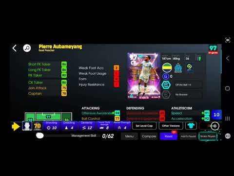 P.Aubameyang with Acceleration Burst Training Guide in Efootball 26