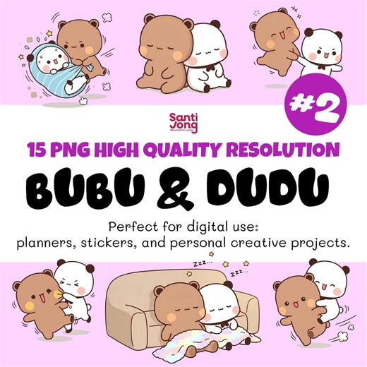 Bubu Dudu Clipart PNG Bundle, Couples, Digital Stickers Planner (15 Files) - Etsy