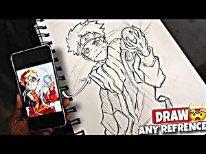 How to draw literally ANY REFRENCE😲 | Anime outline tutorial | How to draw Naruto