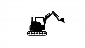 Excavator working symbol. Heavy equipment excavator icon animation.