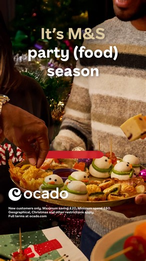 Get 25% off your first Ocado, FREE delivery for 3 months and have M&S Christmas party food delivered to your door. | Ocado