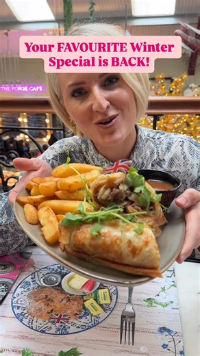 32K views · 198 reactions | The Yorkshire Pudding Wrap...襤 Slow cooked beef brisket, with onions and homemade dijionase sauce, deliciously wrapped in a crispy yorkshire pudding! Served with our triple-cooked chips and a dipping pot of homemade gravy! You have to come and check this one out today! #britishironworkcentre #forgecafe #shropshirecafe #shropshire #shropshirelunch #yorkiewrap #yorkshirepudding #yorkshirepuddingwrap | The British Ironwork Centre | Facebook