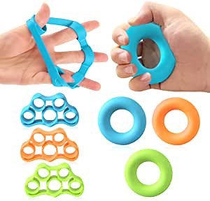 Hand Finger Exerciser-Finger Stretcher Set Grip Training Exerciser and Strengthener-Relieve Wrist Thumb Pain, Strengthen Joint Carpal Tunnel Exercises(3sets, 3 colors), green, blue,orange