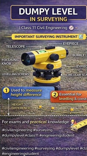 Dumpy Level in Surveying | Uses & Parts 📐 #shorts