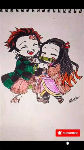 How to Draw Tanjiro & Nezuko Chibi#shorts#chibidrawing#howtodraw#tutorial