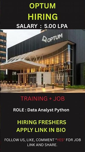 🚨 Optum Jobs 2026 Hiring Freshers for Data Analyst Python #jobsearch