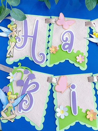 Tinkerbell Happy Birthday Banner | Disney Tinkerbell Princess Theme Party | Princess Birthday Banner | Disney Princess Banner - Etsy