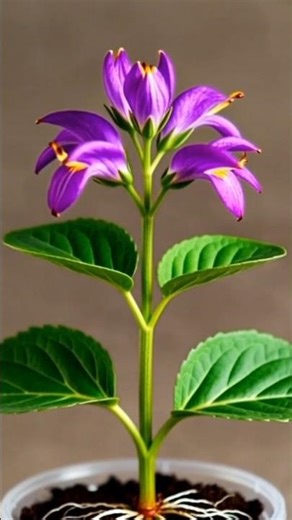 Wolf’s Bane Growing in Transparent Pot | Seed to Bloom Timelapse 🌿💜