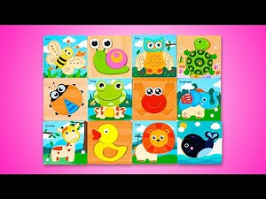 Learn Animal Names with Matching Activity Puzzle | Preschool Toddler Toy Learning Video for Kids