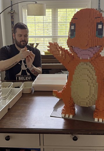 Life-Size LEGO Charmander Build Process Revealed