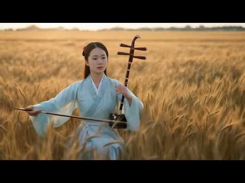 🌾 Hanfu Girl Playing Erhu in Golden Wheat Field | Traditional Chinese Music for Relaxation 🌅