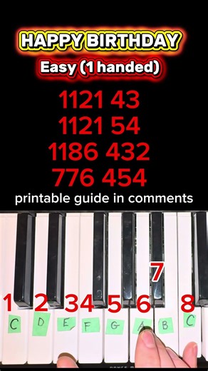 Learn Happy Birthday in 16 seconds (1 hand Easy) #simplypiano #easypianosongs #howtoplaypiano