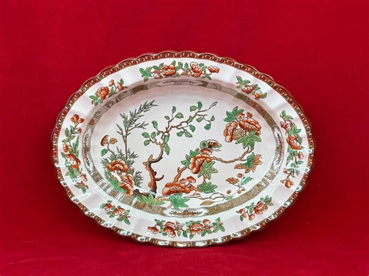 Copeland Spode INDIAN TREE Oval Serving Vegetable Bowl 10 In. Orange Rust | Old Mark Copeland Spode - Etsy