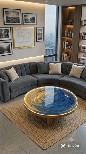 I made blue & Gold Epoxy Table... Pure LUXURY!✨️