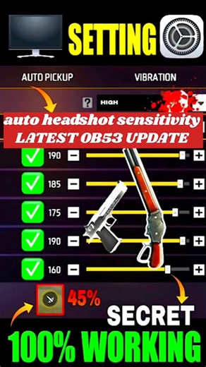 All Gun Headshot Sensitivity Setting After New OB53 Update | Free Fire Max Auto Headshot Sensitivity