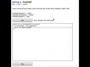 Java: CodingBat– String-1– firstHalf