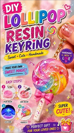 😍💖🍭DIY Lollipop Resin Keyring 🍭✨ | Cute & Colorful Resin Craft #shorts