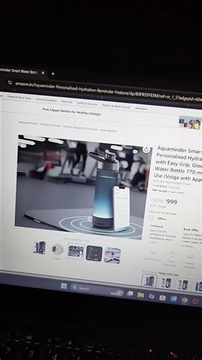 Aquaminder smart water bottle with personalised hydration reminder amazonfinds review