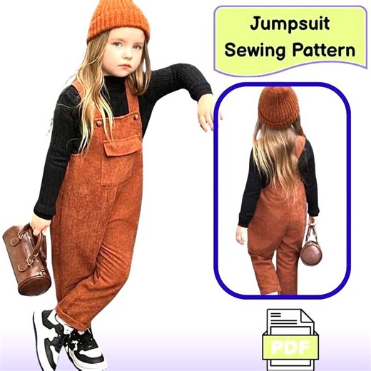 Girls Pinafore Jumpsuit Sewing Pattern, Beginner Friendly (PDF Download) - Etsy