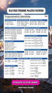 83K views · 697 reactions | SAVE THESE IMPORTANT TRIGONOMETRY Math Notes | Math Tricks Tutorial | Facebook