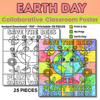 Save the Bees Earth Day Collaborative Poster | Spring Art Activity