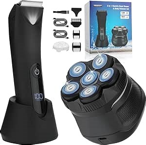 Head Shavers for Bald Men, Body Hair Trimmer for Men Manscape Groin and Ball Trimmer,2 in1 Body and Head Shaver Grooming Kit,IPX7 (A, B)