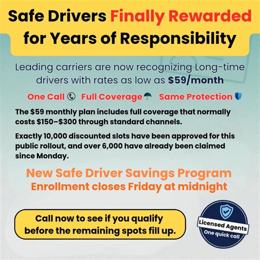 A new program just launched offering full-coverage auto insurance for as low as $59/month to eligible drivers in select zip codes. Click Below and Answer 3 quick questions to see if you qualify before access closes. | Jasmine Miller | Facebook