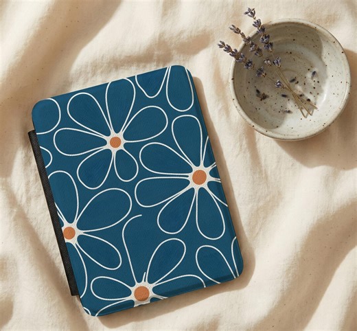 Blue Outline Daisy Pattern Kindle Paperwhite Case 2025 12th Gen Minimalist Floral Aesthetic 2024 Cover Colorsoft Signature Edition E-reader - Etsy