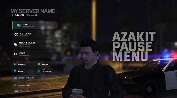 [FREE][ESX/QBCore] Pause Menu | Glassmorphism UI & Immersive Animations