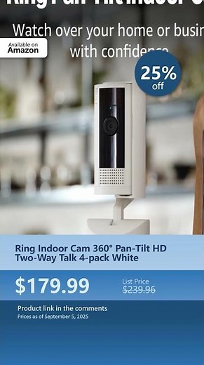 Ring Indoor Cam 360° Pan-Tilt HD Two-Way Talk 4-pack White