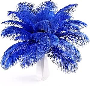 THARAHT Blue Ostrich Feathers 24pcs Natural Bulk 8-10Inch 20cm-25cm for Crafts Wedding Party Centerpieces Easter Gatsbi and Home Decoration Feathers