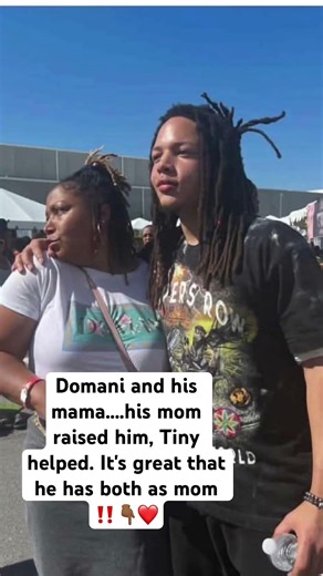 Domani and his mama....his mom raised him, Tiny helped. It's great that he has both as mom ‼️👇🏾❤️