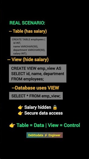 View vs Table 🔥 #SQL #Database #Views #Backend #DataEngineering