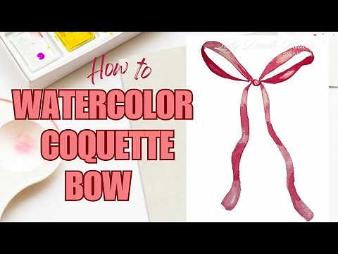 How to Watercolor Paint a Coquette Ribbon Bow | Pink Ribbon Step by Step how to Watercolor Beginner