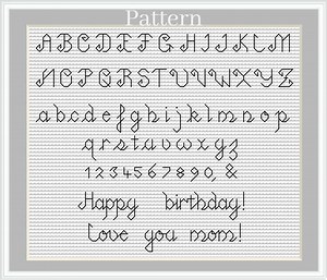 Backstitch Alphabet Cross Stitch Pattern, Cursive Alphabet Chart, Cross Stitch Font, Cross Stitch Letters and Numbers, Small ABC Chart - Etsy