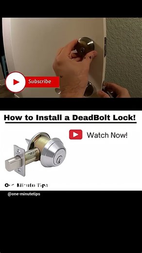 HOW TO INSTALL A DEADBOLT LOCK! One Minute Tips - Home Repairs #shorts #shortsvideo
