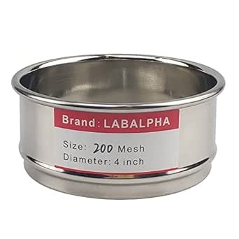 LABALPHA 200 Mesh Lab Sieves, Test Sieve #200 Mesh, 4'' Diameter, 304 Stainless Steel Wire Cloth (0.075mm)