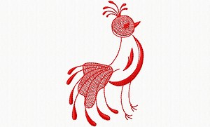 Whimsical Peacock Redwork Machine Embroidery File - Etsy
