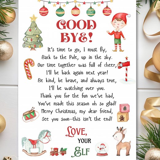 Elf Goodbye Letter Printable, Christmas Elf Poem, Holiday Elf Farewell Note for Kids, Christmas Eve Tradition, Instant Digital Download - Etsy