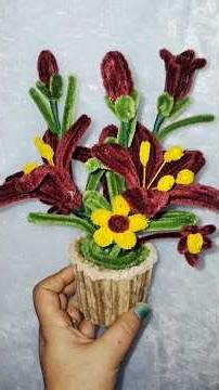 Diy Flower Pot Decoration #pipecleaner #diy #diyflower #decoration #shorts #creativenari #bouquet