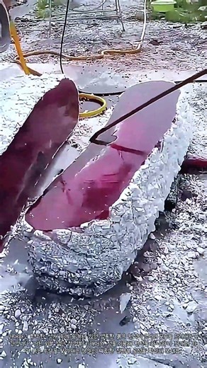 The Moment the Red Raw Stone Is Revealed #worker #process #gemstone #mining #rawstone