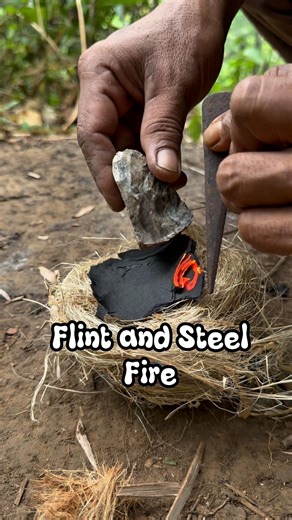 Flint and Steel ignition #bushcraft #campfire