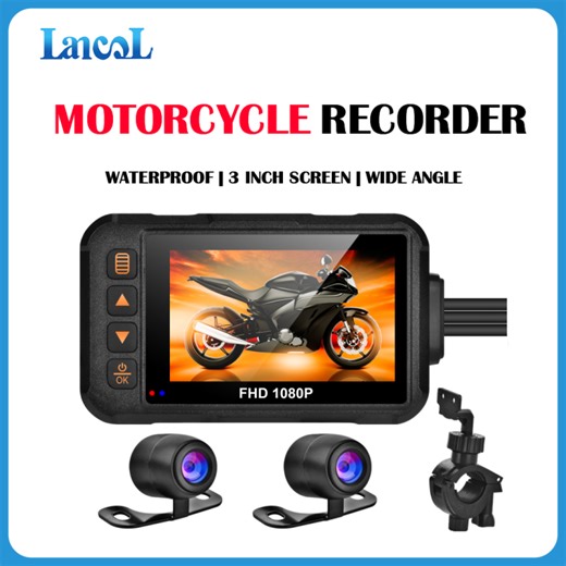 SE60 Motorcycle Recorder 3.0 Inches IPS Screen Front and Rear Lens Makes the IP65 Waterproof Support Playback Video View Pictures | Lazada PH