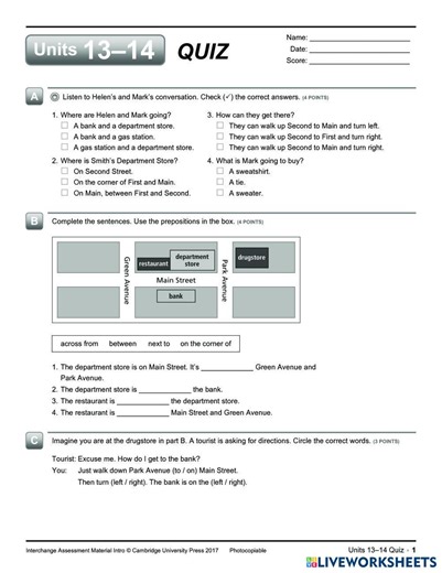 Interchange Intro Quiz unit 13-14