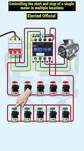 Controlling the start and stop of a single motor in multiple locations #ElectricalTips #DIYElectric #ElectricProject #HomeElectrical #TechTutorial #LifeHacks #ElectricalHack #Electricalwork #Multiple | 𝐄𝐥𝐞𝐜𝐭𝐞𝐝 𝐎𝐟𝐟𝐢𝐜𝐢𝐚𝐥