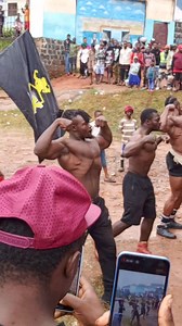 Bodybuilders animating during the launch of the Covenant school complex holiday tournament. #localfootball #bodybuilding #fitness #bamenda | Kosi_foottalk
