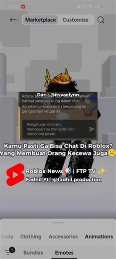 Kenapa Banyak Player Roblox Ga Bisa Chat Di Roblox ⚠️⁉️ | Roblox News X FTP TV ✨ #shorts #feed