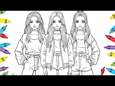 Clean Coloring of Three Girls 🎨 | Smooth Digital Coloring Process|coloring with me.