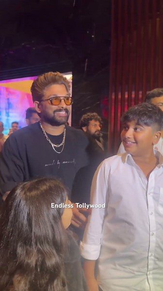 Allu Arjun With Son & Daughter Snapped at Allu Cinemas For Watching Spider Man Premiere Show